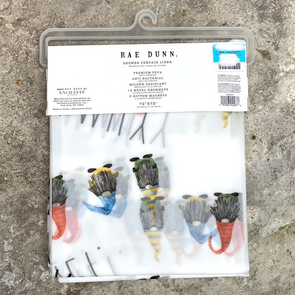 Rae Dunn FAMILY Gnome Shower Curtain Liner - Picture 2 of 6